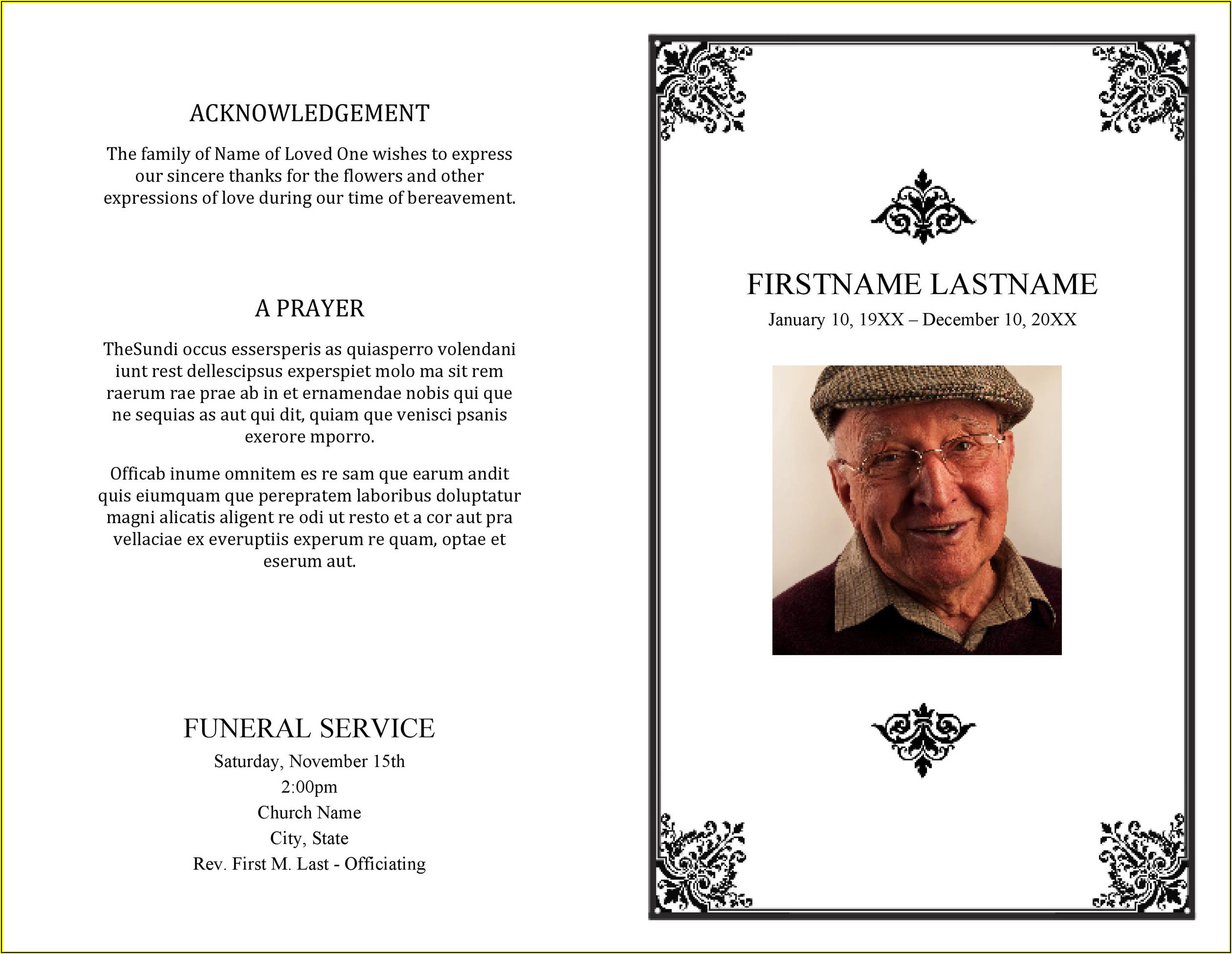Sample Funeral Program Template