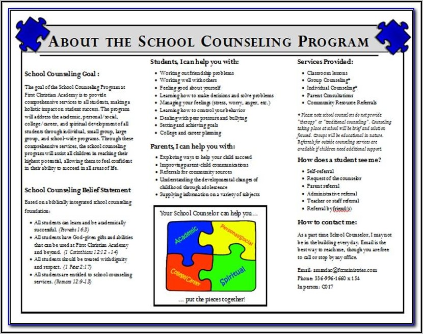School Counseling Brochure Templates