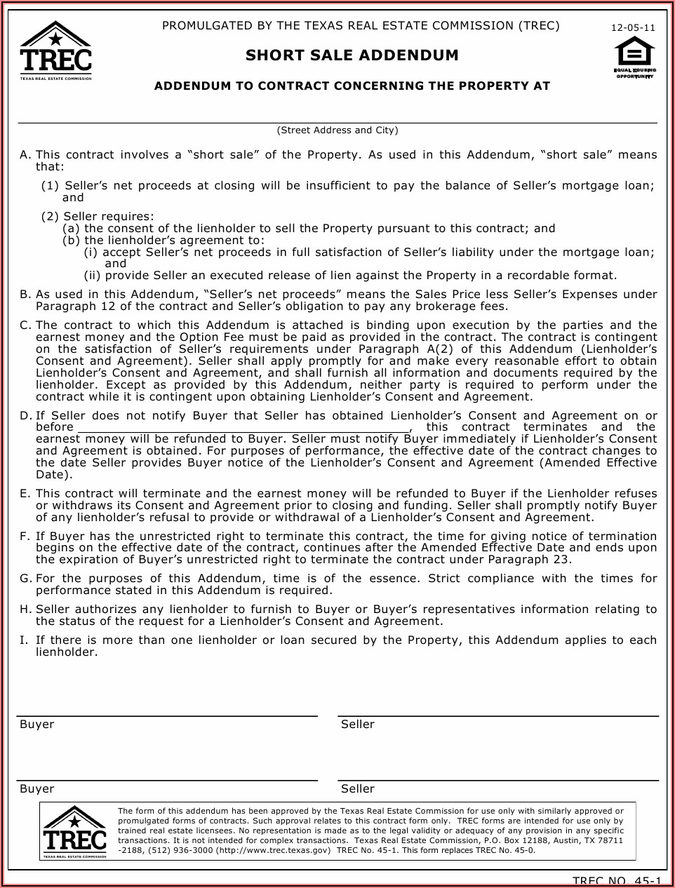 Short Sale Affidavit Form