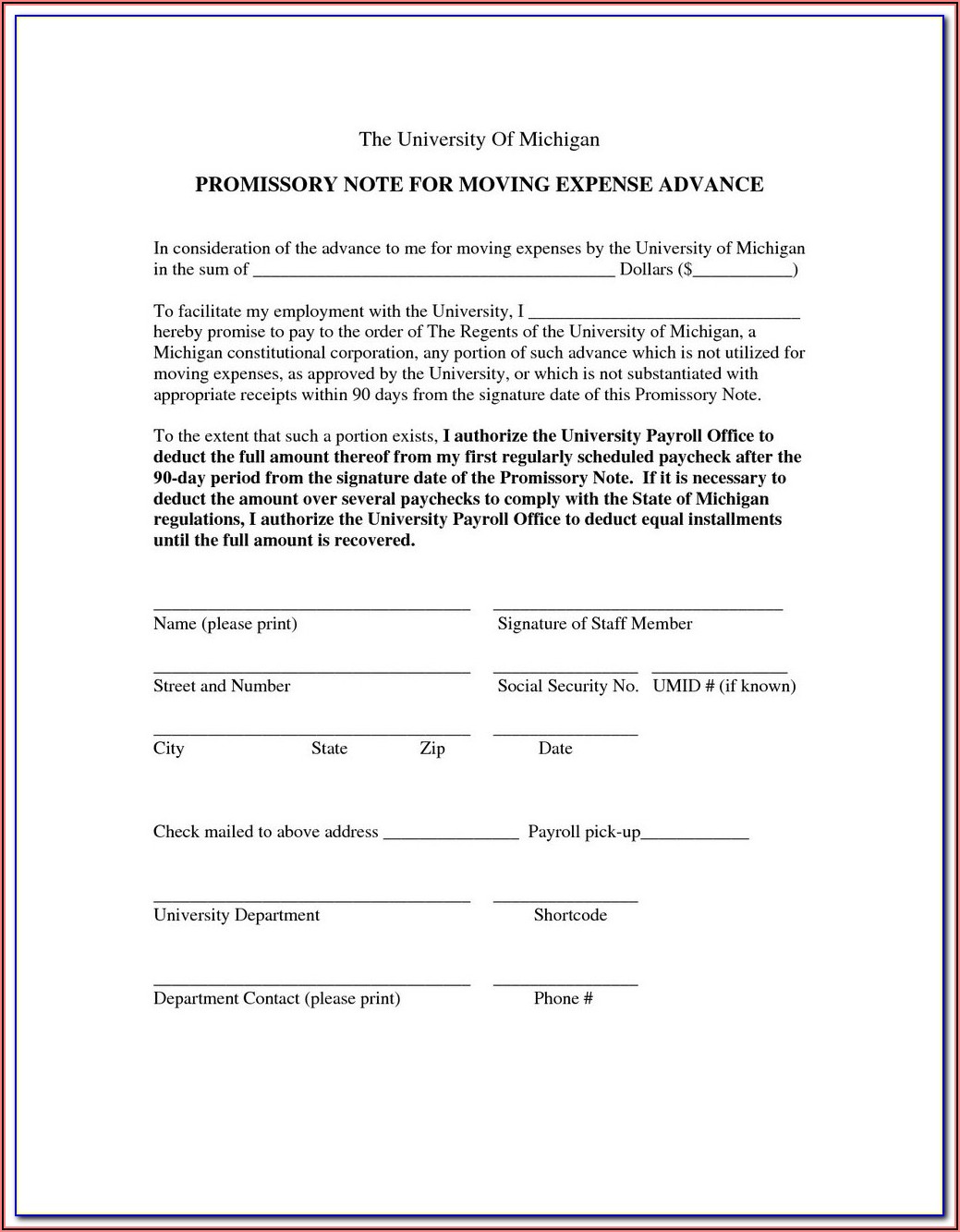 Simple Promissory Note Template Canada