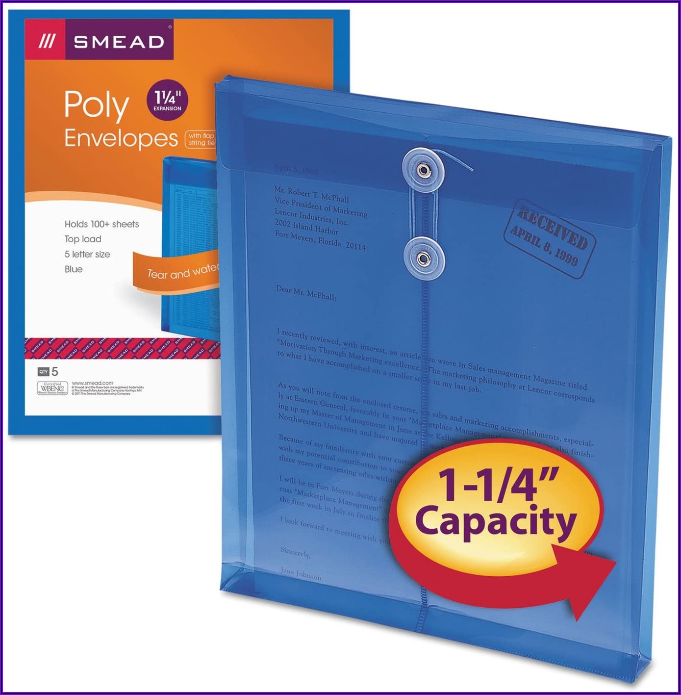 Smead Poly Envelopes With String Tie Closure