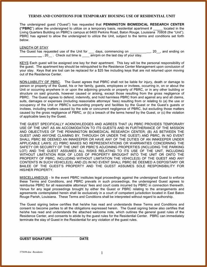 Standard Residential Lease Agreement Form Pdf