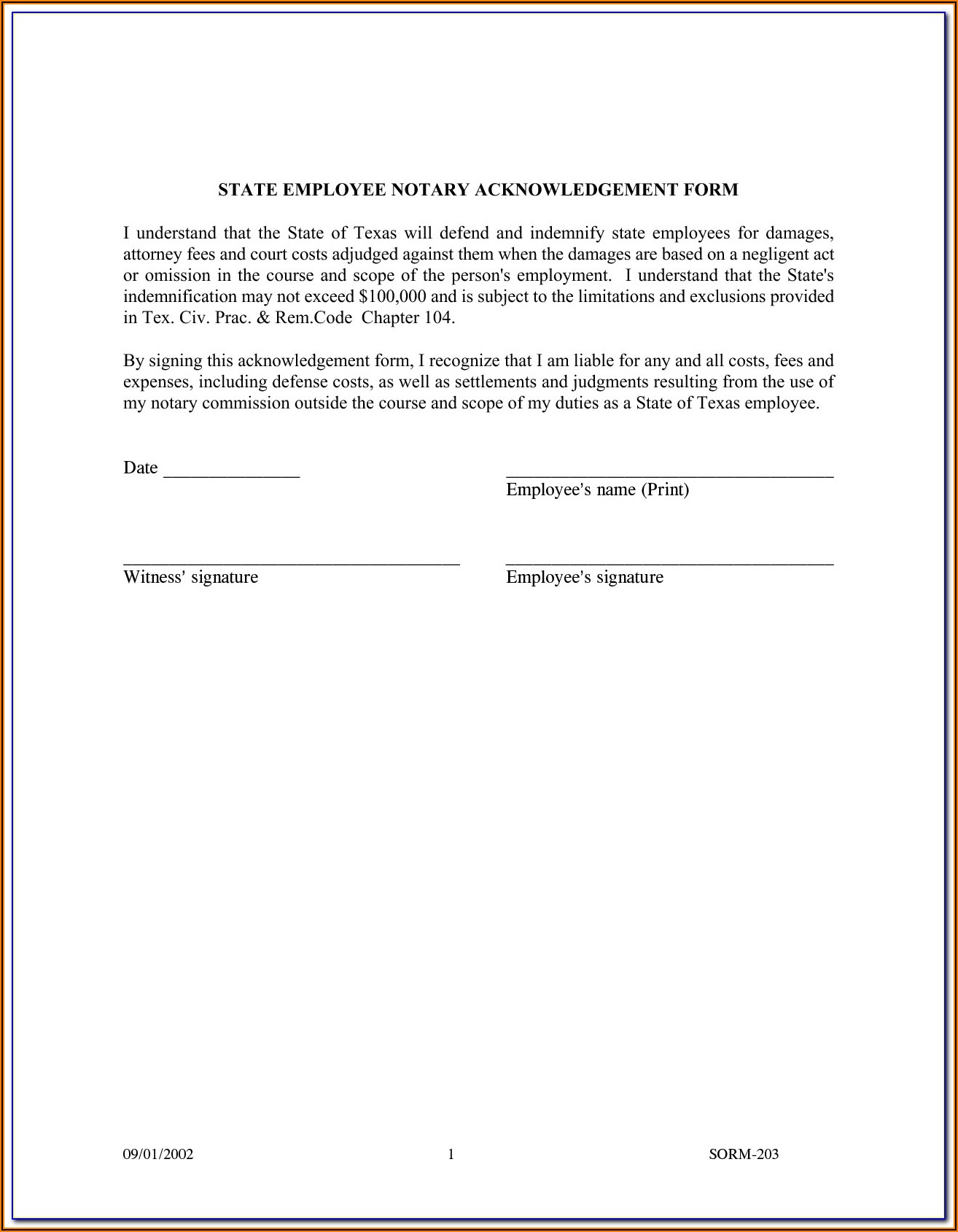Texas Notary Form 2301
