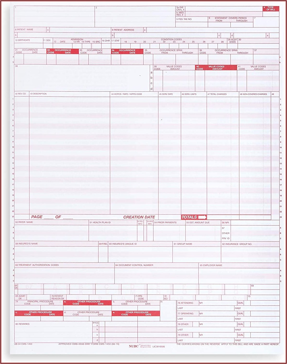 The Cms 1500 And Ub 04 Claim Forms Are Required To Be Outlined In Red To