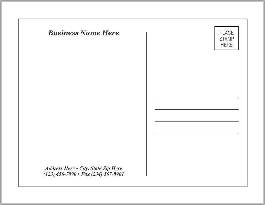 Two Sided Postcard Template Word