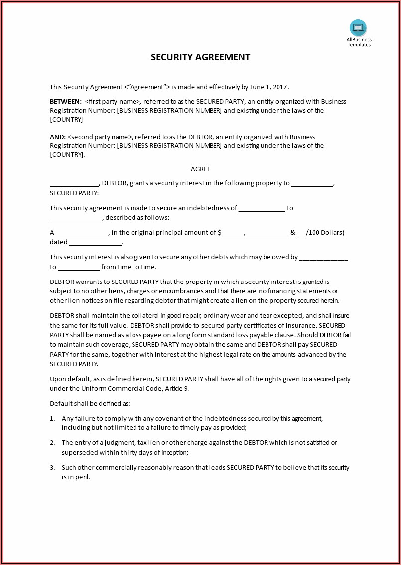 Ucc Security Agreement Template