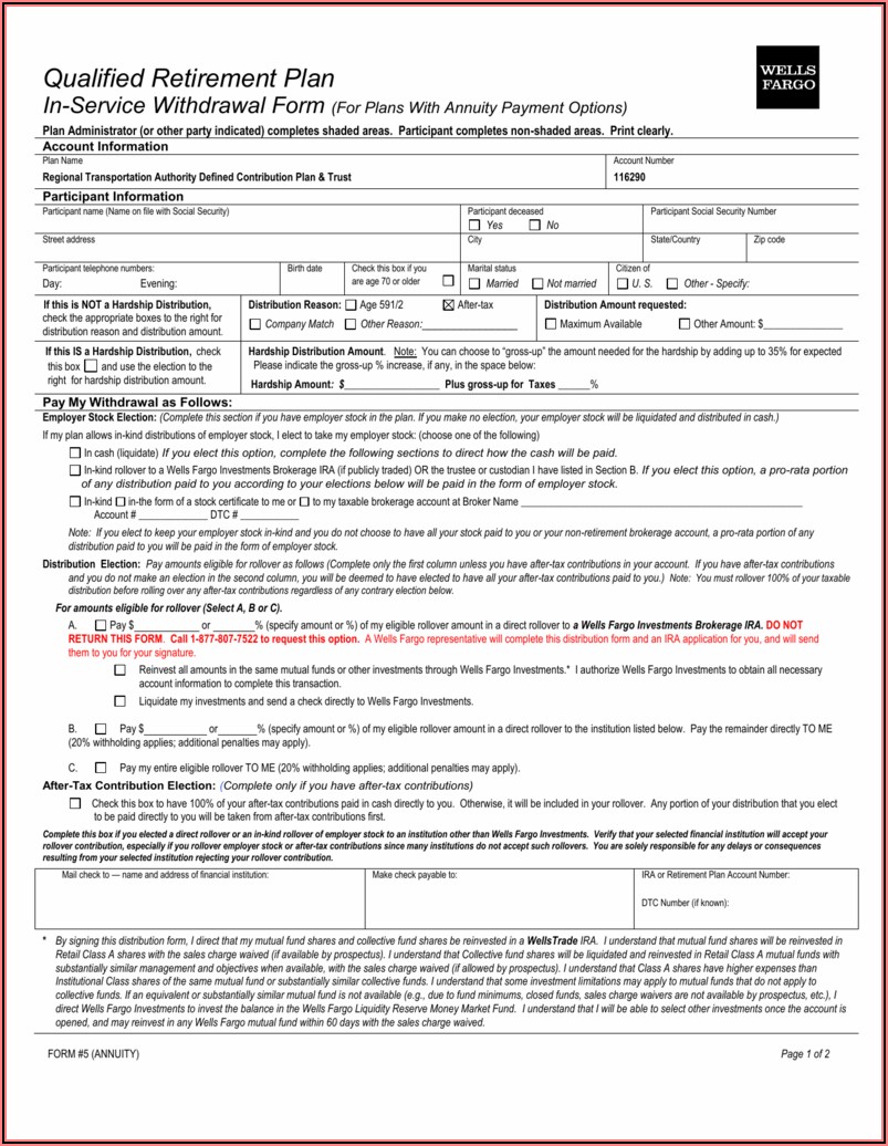 Wells Fargo Ira Distribution Forms