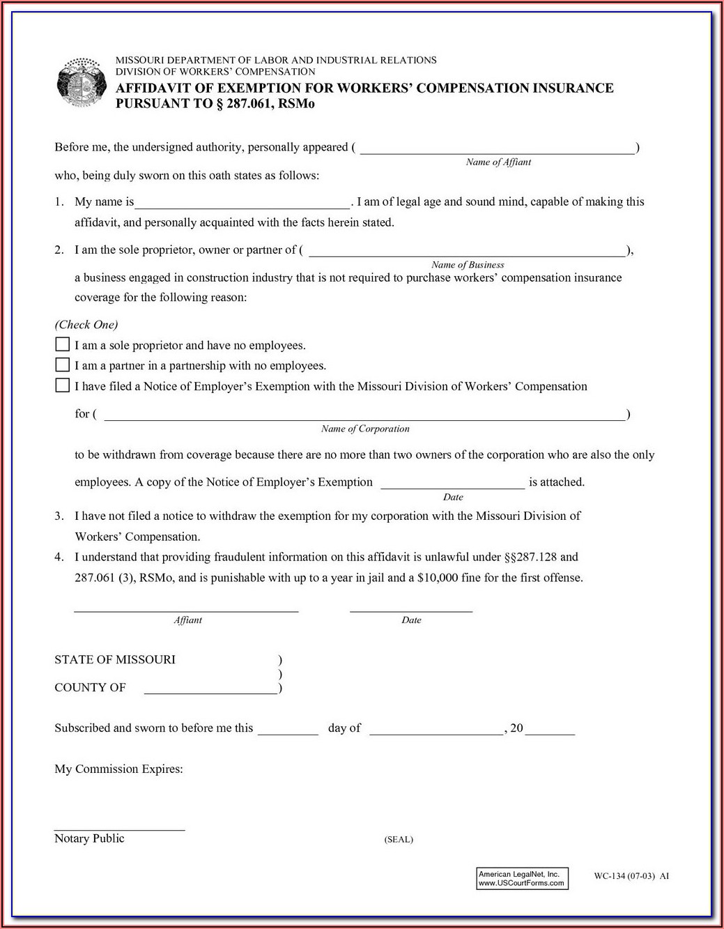 Workers' Compensation Waiver Form For Independent Contractors Texas