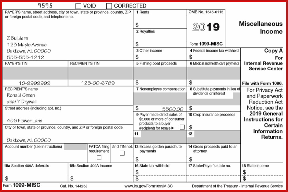 1099 Misc Form 2020 Template