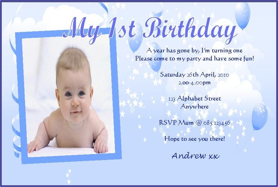 1st Birthday Invitation Message Samples