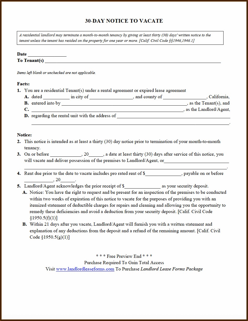 30 Day Eviction Notice Form Massachusetts