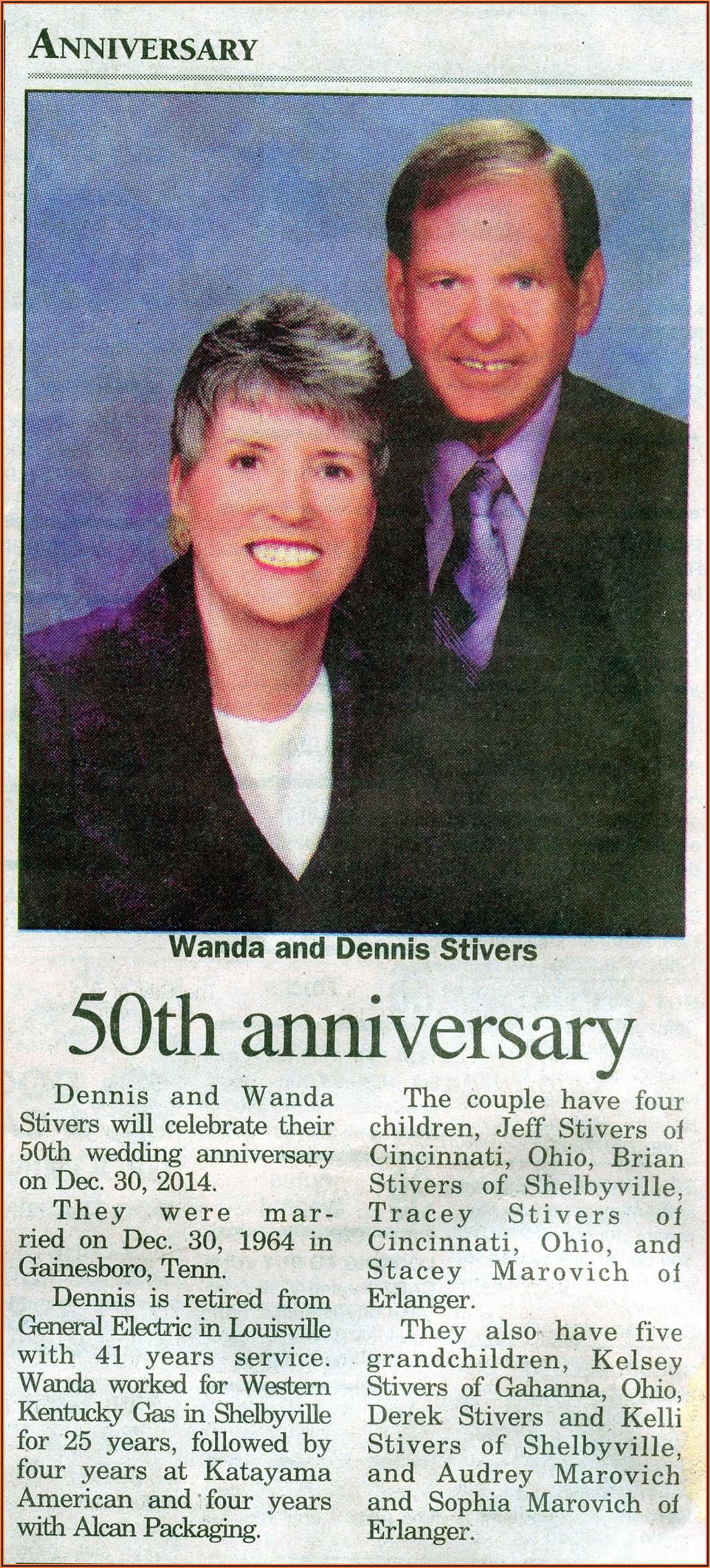 50th Wedding Anniversary Announcement Wording For Newspaper
