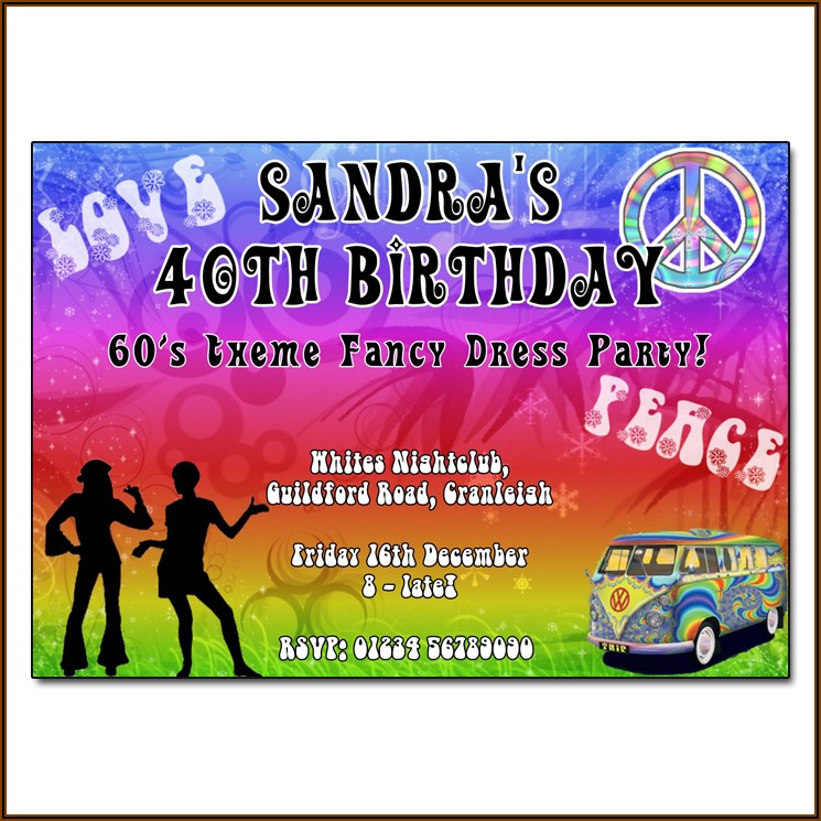 70's Theme Party Invitations Templates