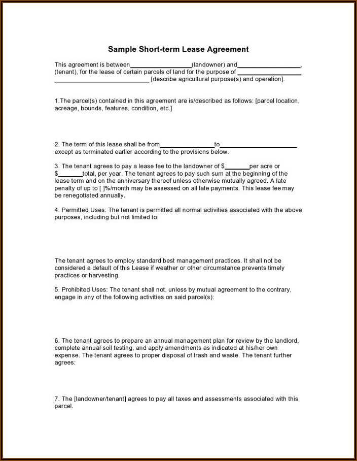 Agriculture Land Lease Agreement Format
