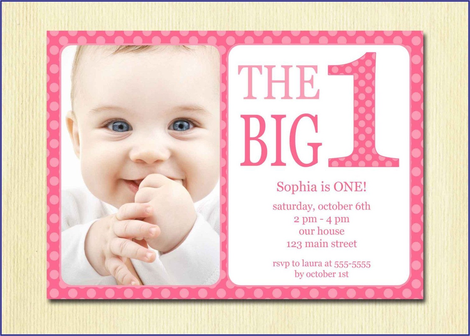 Baby First Birthday Invitation Card Message