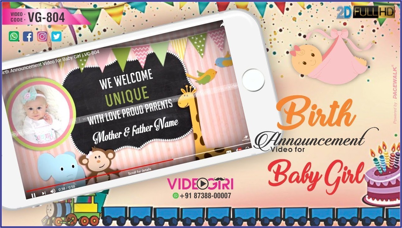 Baby First Birthday Invitation Video
