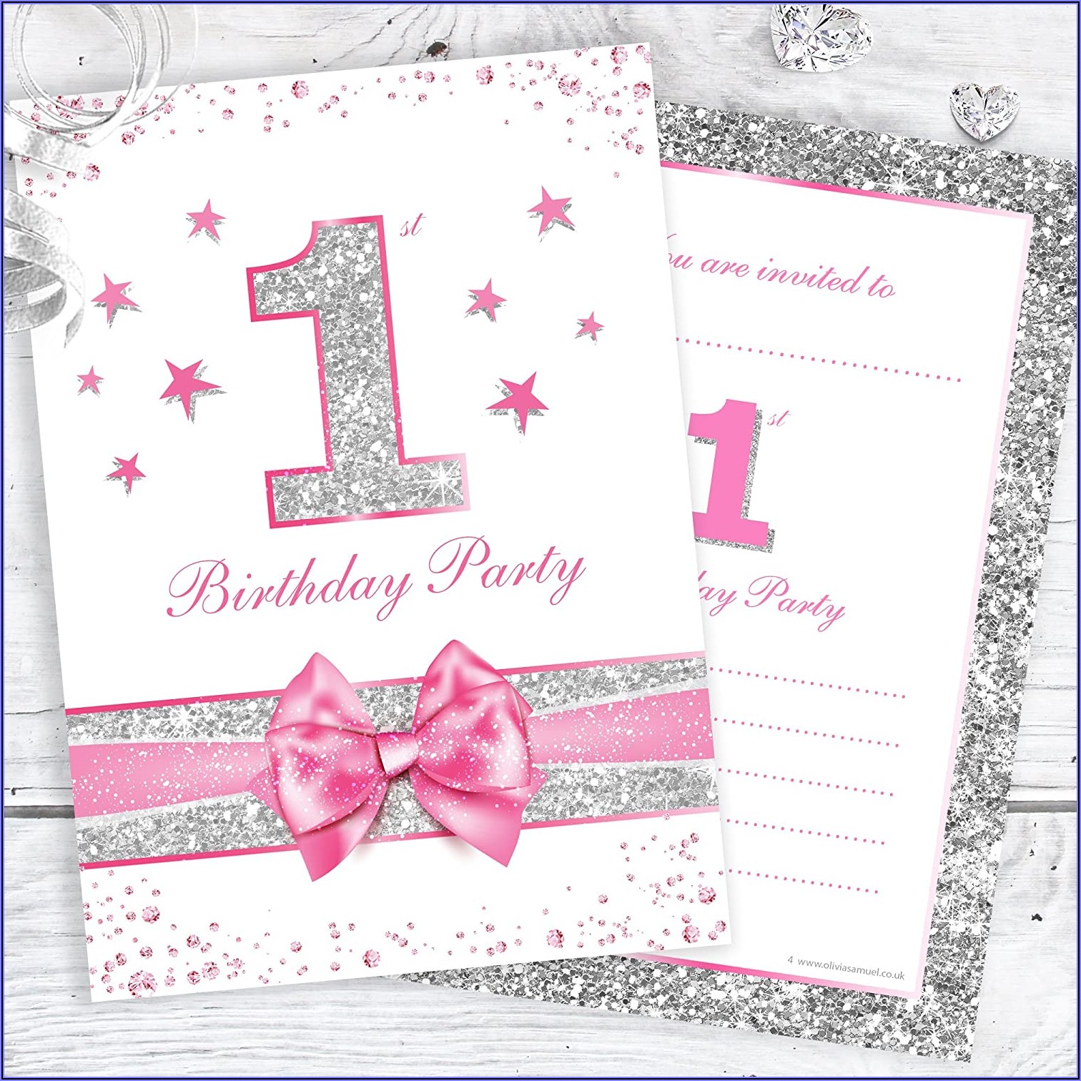 Baby Girl Birthday Party Invitations