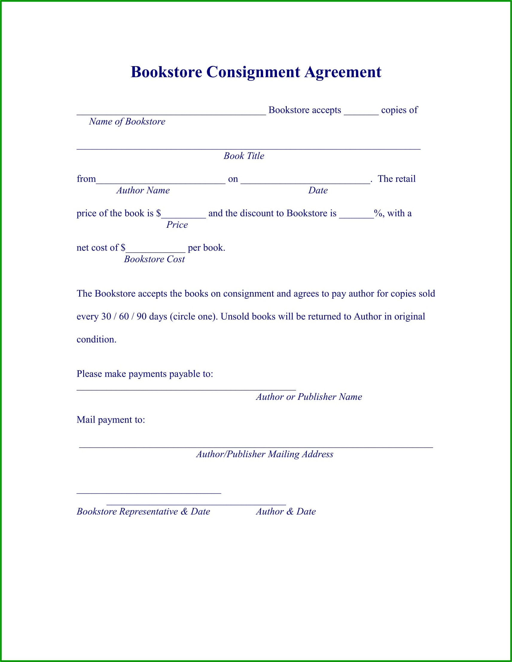 Basic Consignment Agreement Form