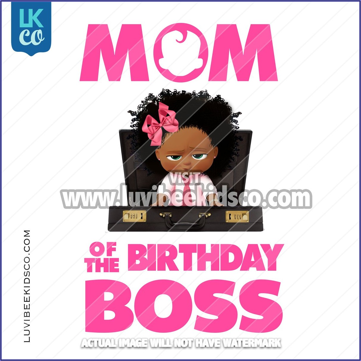 Black Boss Baby Birthday Invitations