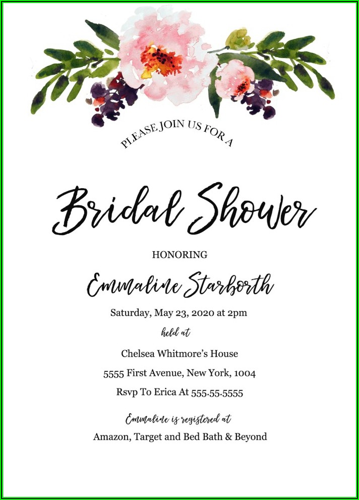Bridal Shower Invitations Free Templates