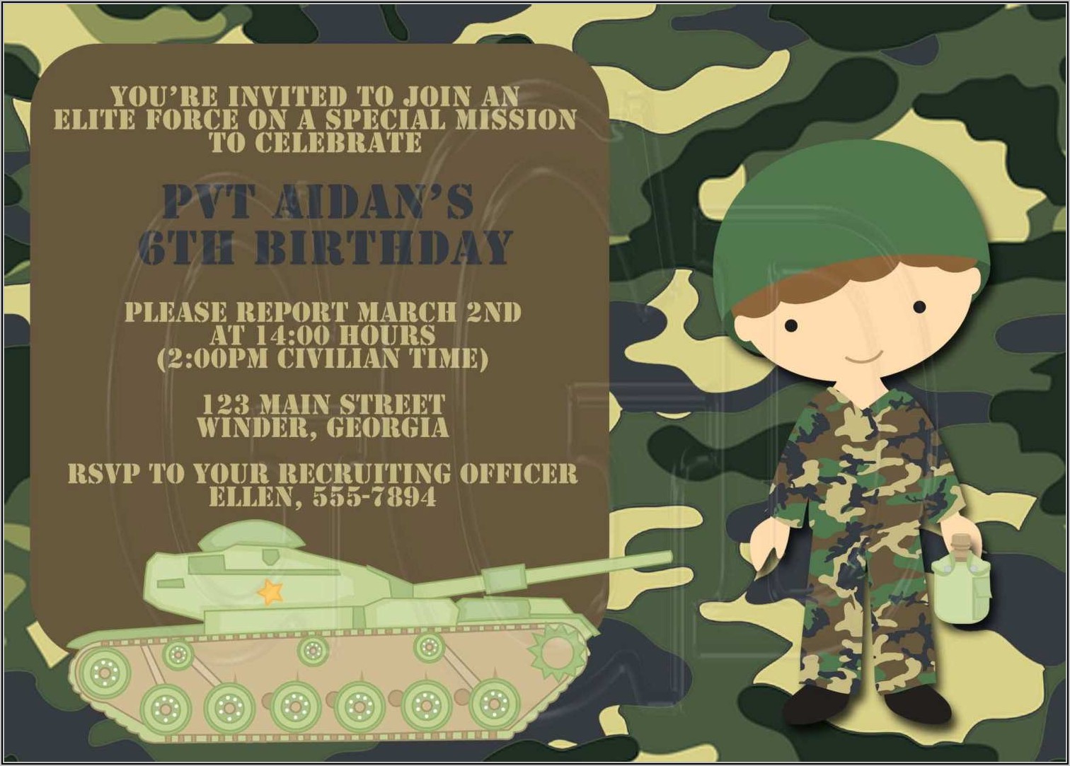 Camouflage Party Invitation Template Free