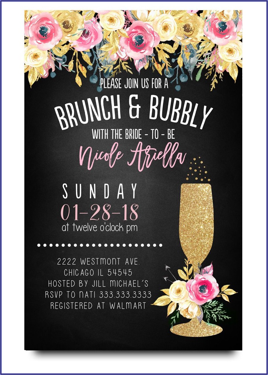 Cheap Brunch And Bubbly Bridal Shower Invitations