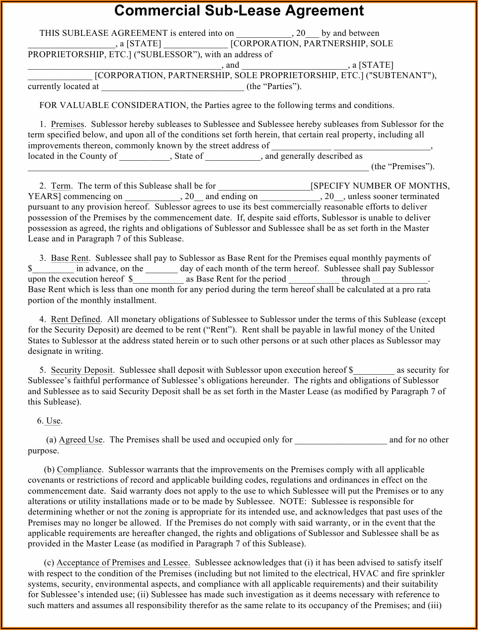 Commercial Lease Agreement Pdf Download