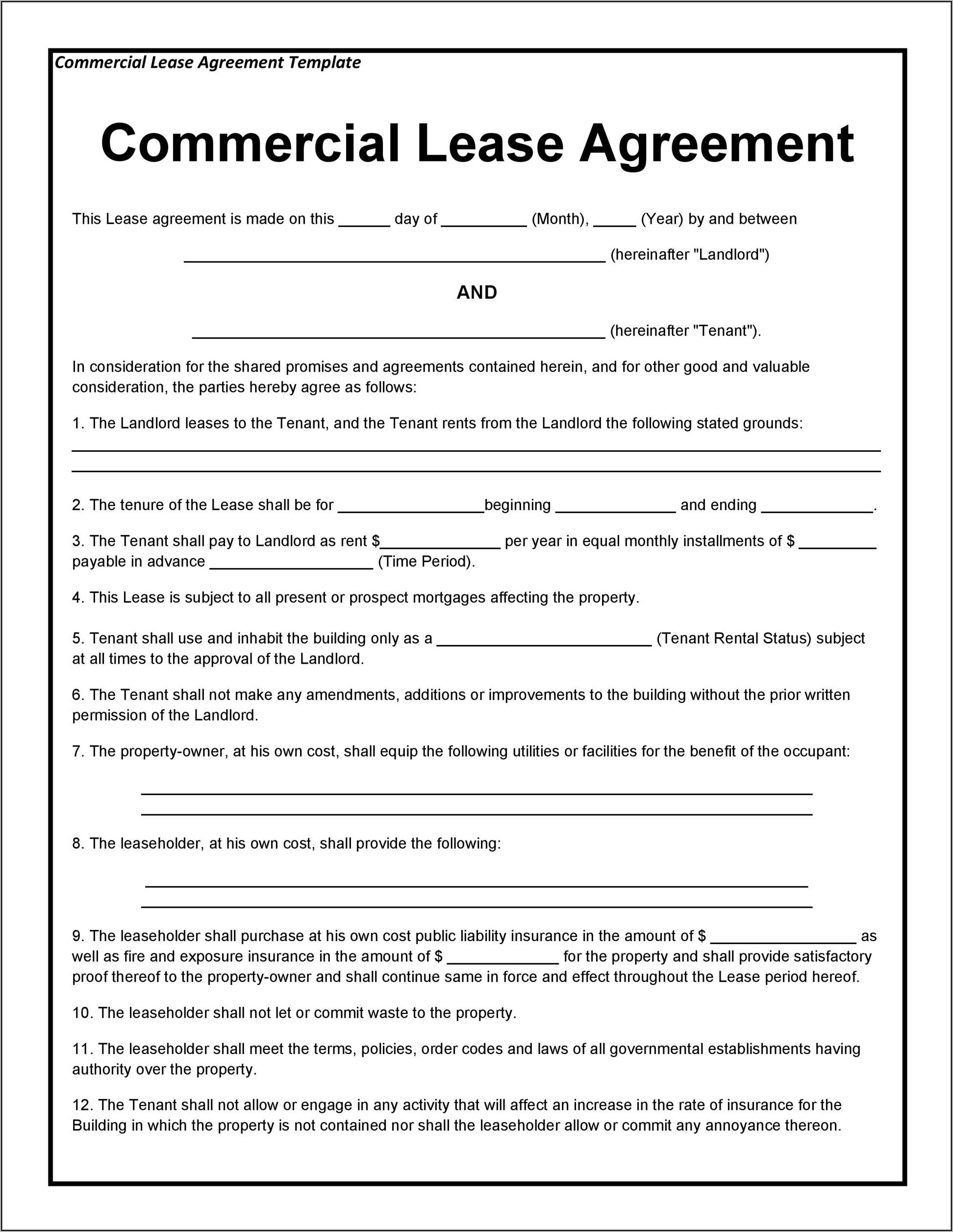 Commercial Lease Proposal Template Pdf
