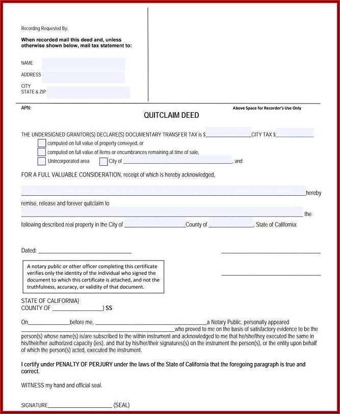 Cook County Quit Claim Deed Form Instructions