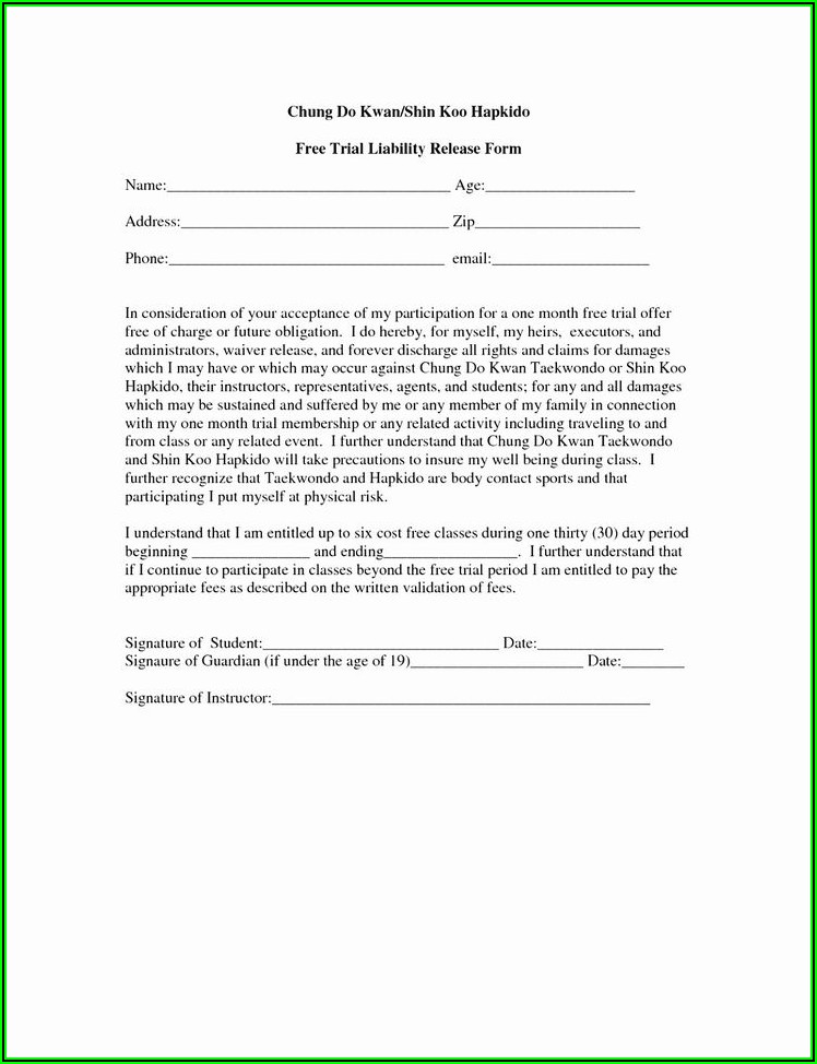 Covid 19 Liability Release Waiver Template