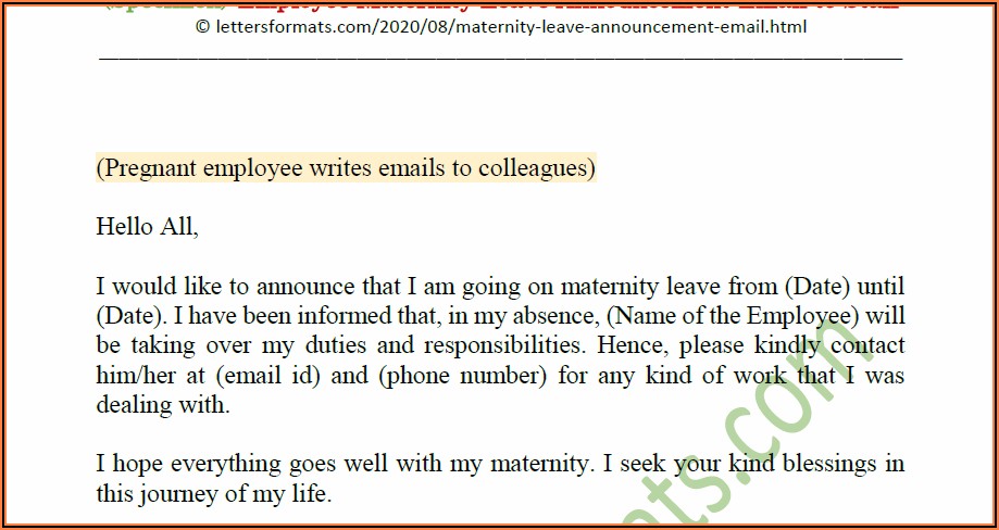 Employee New Baby Announcement Email To Team