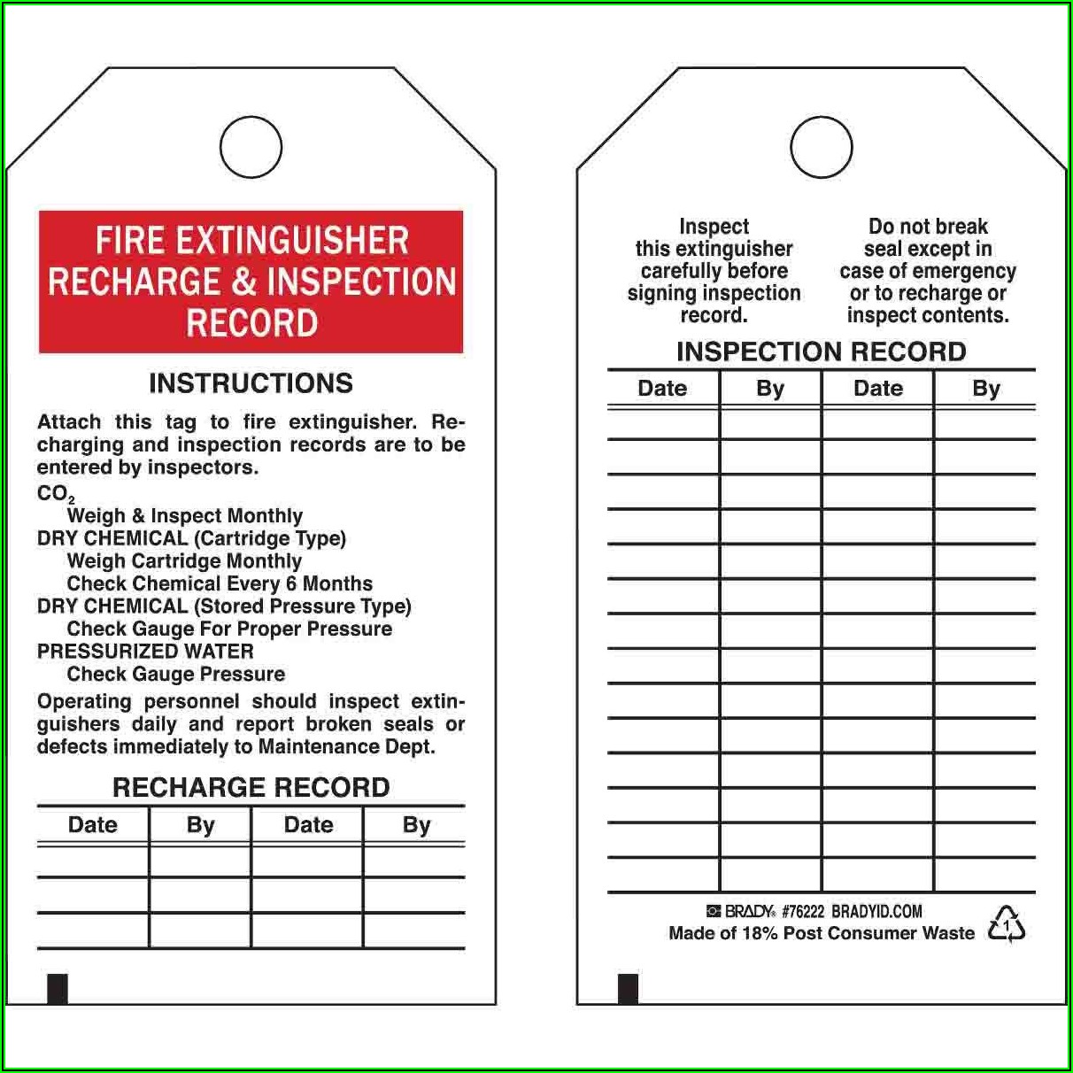 Fire Extinguisher Inspection Tag Word Format