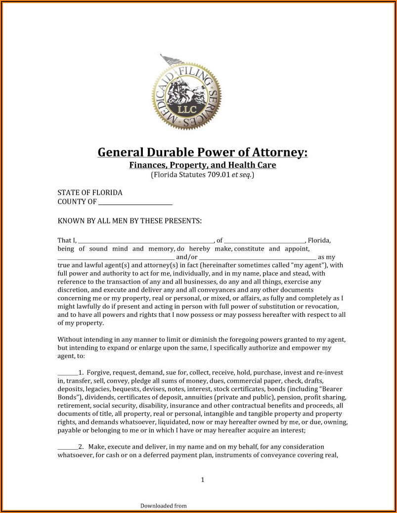 Form Durable Power Of Attorney Florida