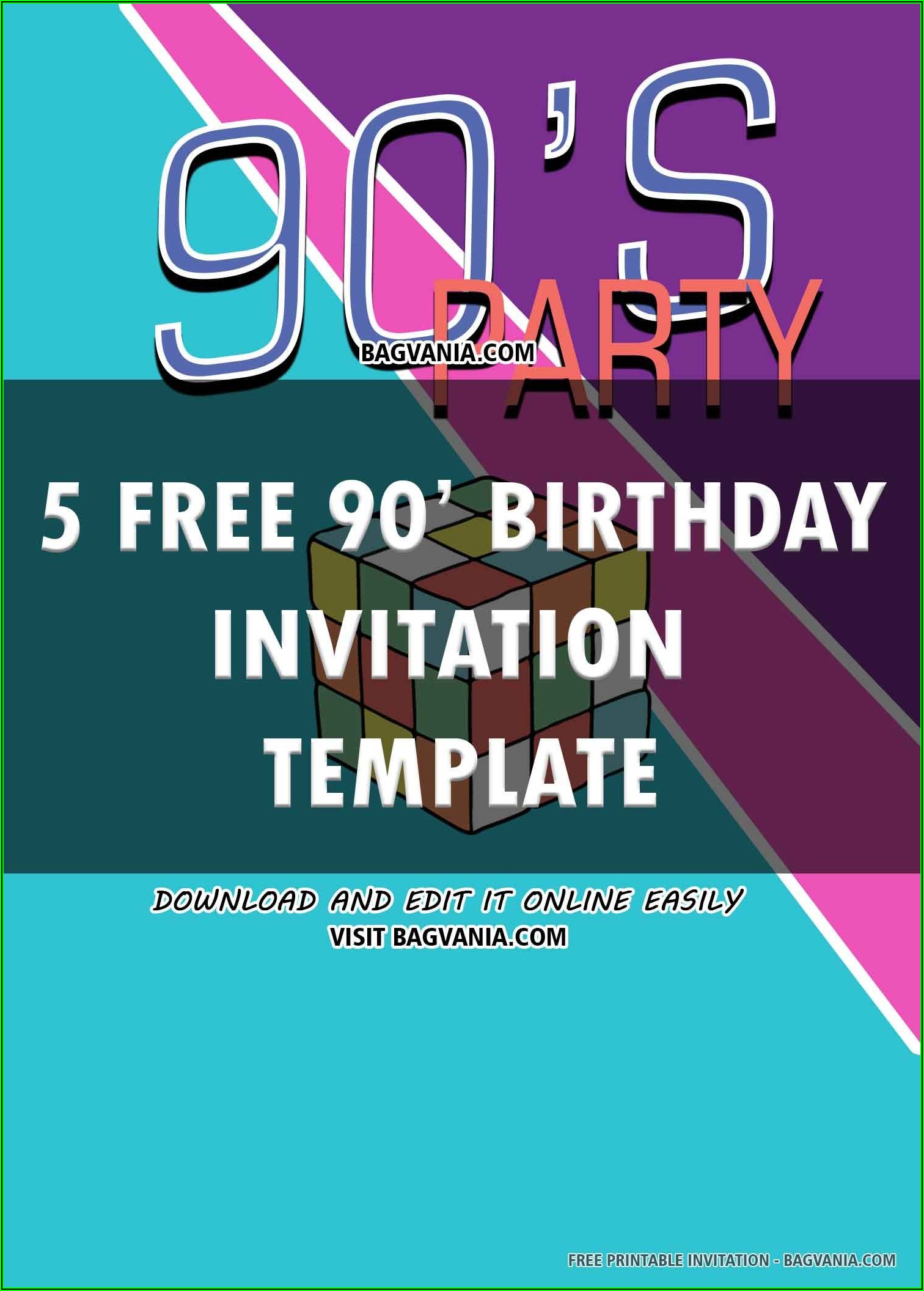 Free 90's Birthday Invitation Templates