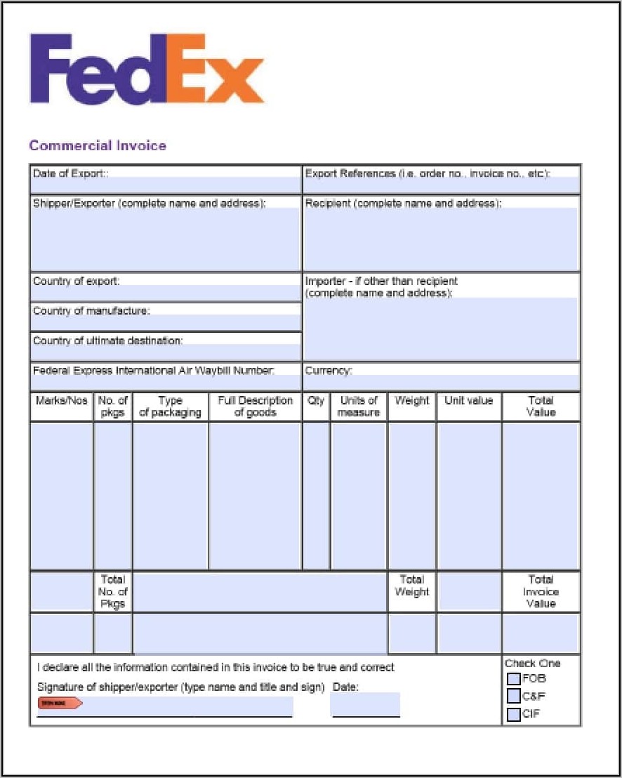 Free Commercial Invoice Template Excel Uk