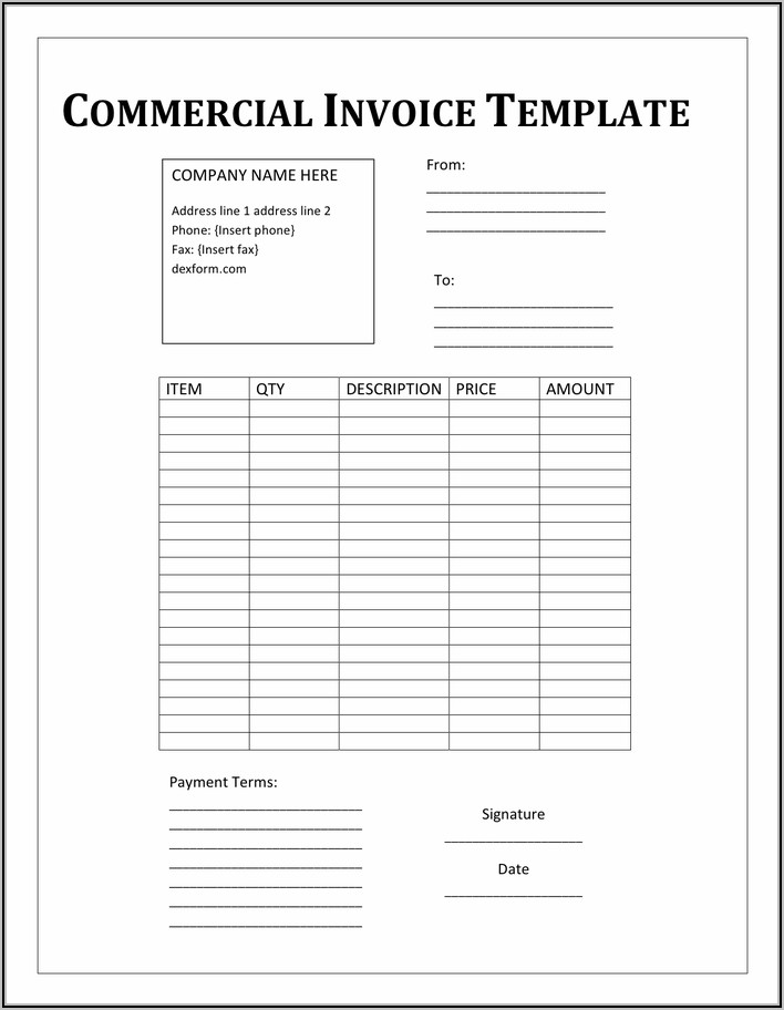 Free Commercial Invoice Template Pdf