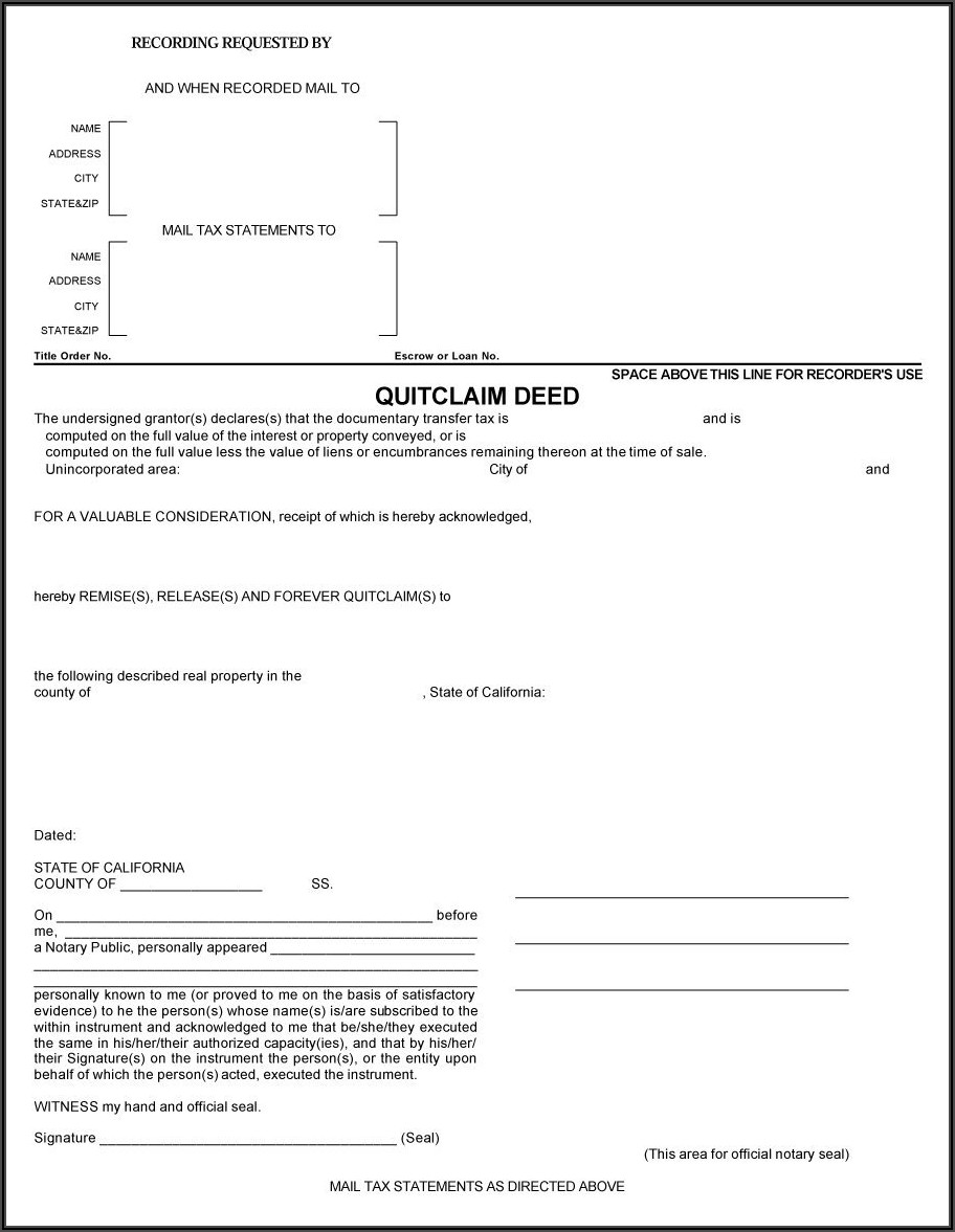 Free Cook County Quit Claim Deed Form