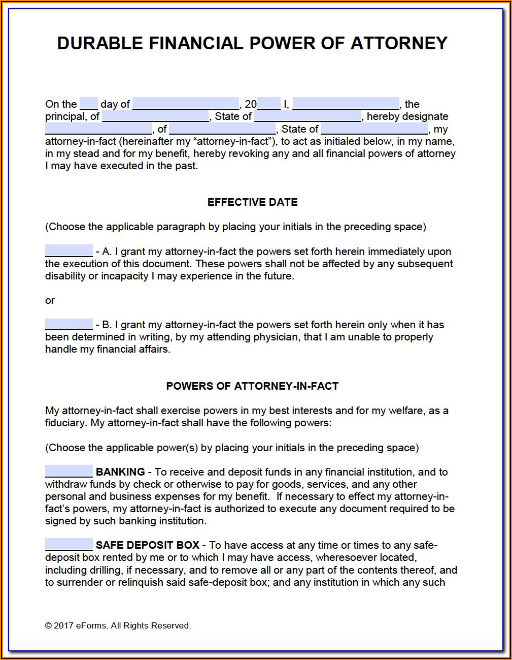 Free Downloadable Durable Power Of Attorney Form