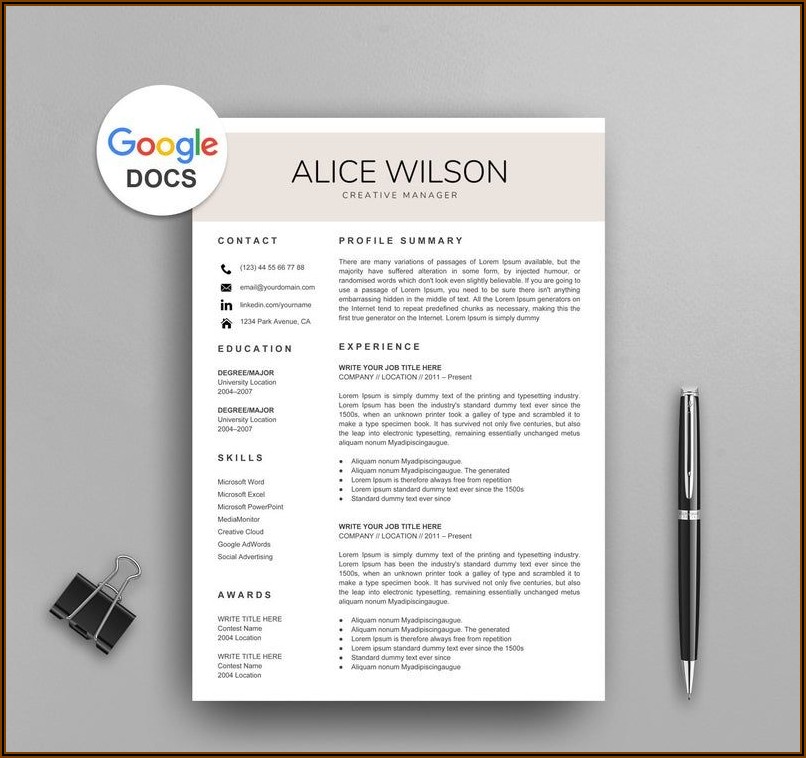 Free Google Resume Templates Download