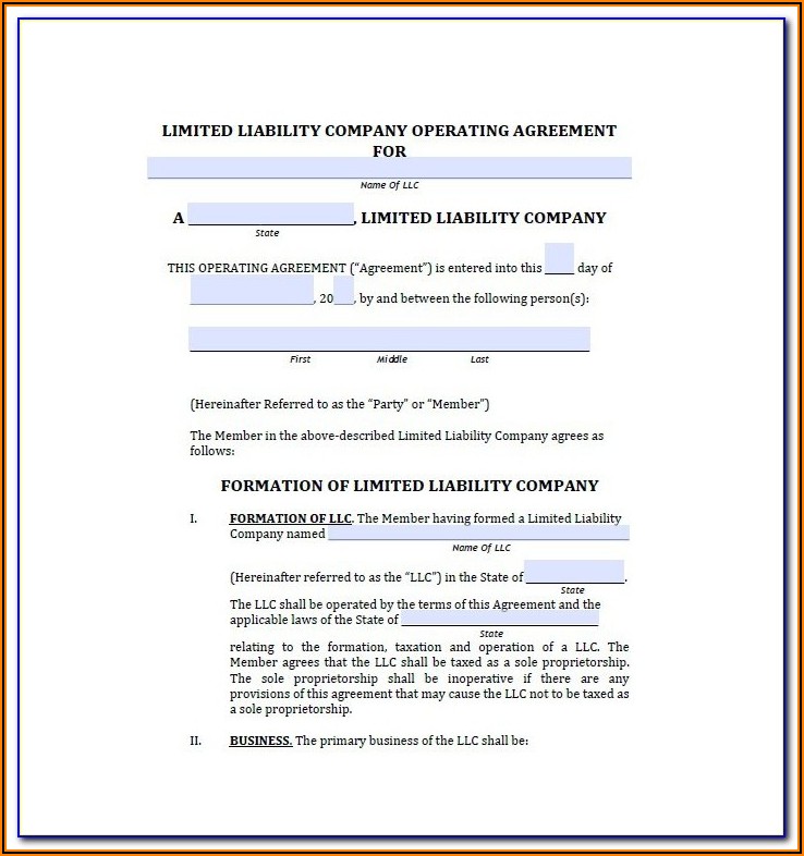Free Nc Llc Operating Agreement Form