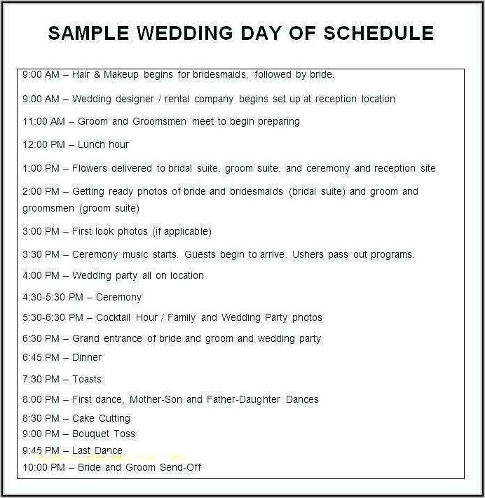 Free Wedding Day Agenda Template