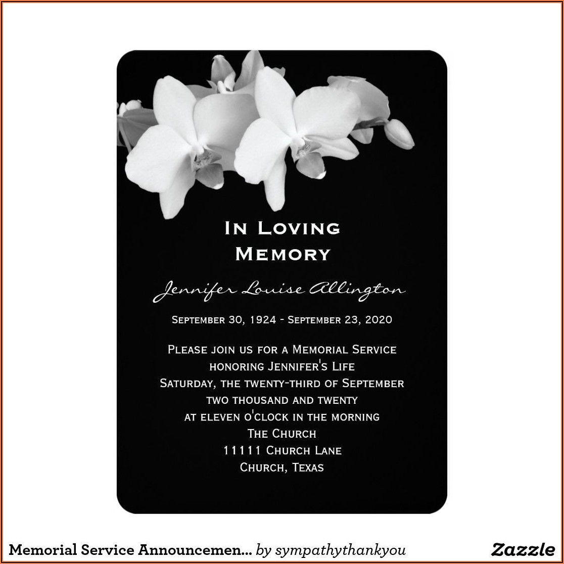 Funeral Services Announcement Template