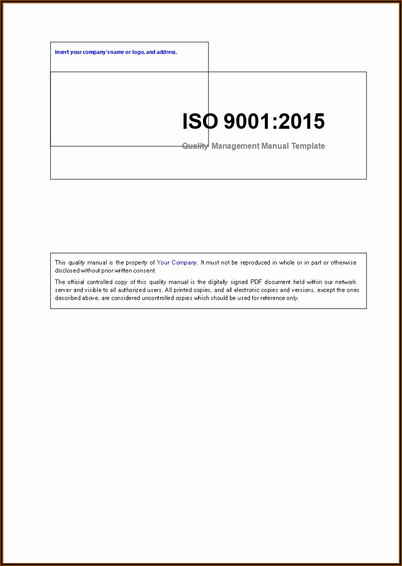 Iso 9001 Quality Manual 2015 Sample