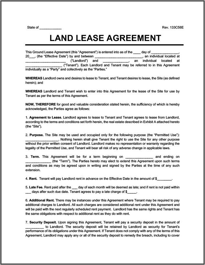 Land Rental Contract Template