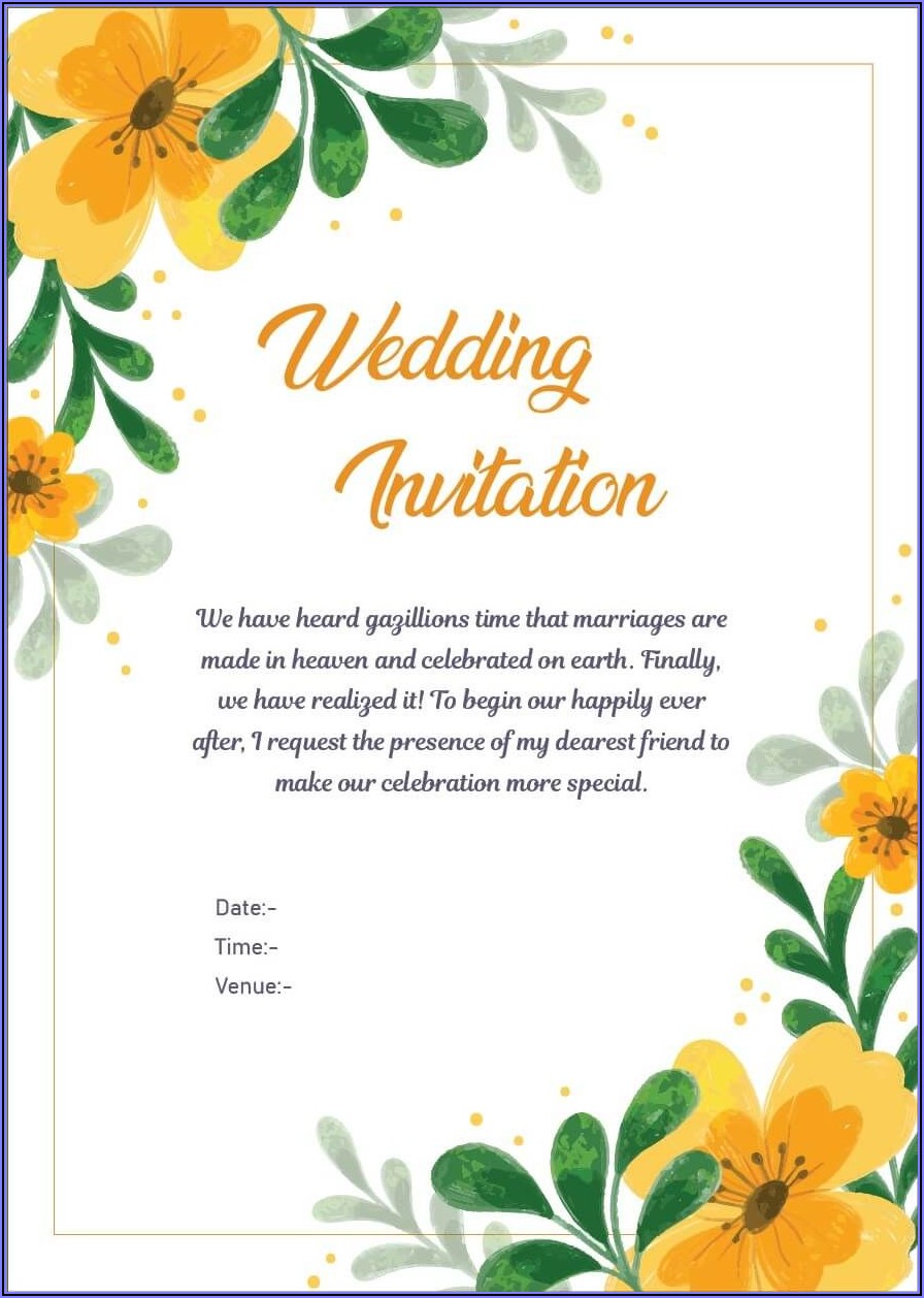 Marriage Invitation Mail To Colleagues India