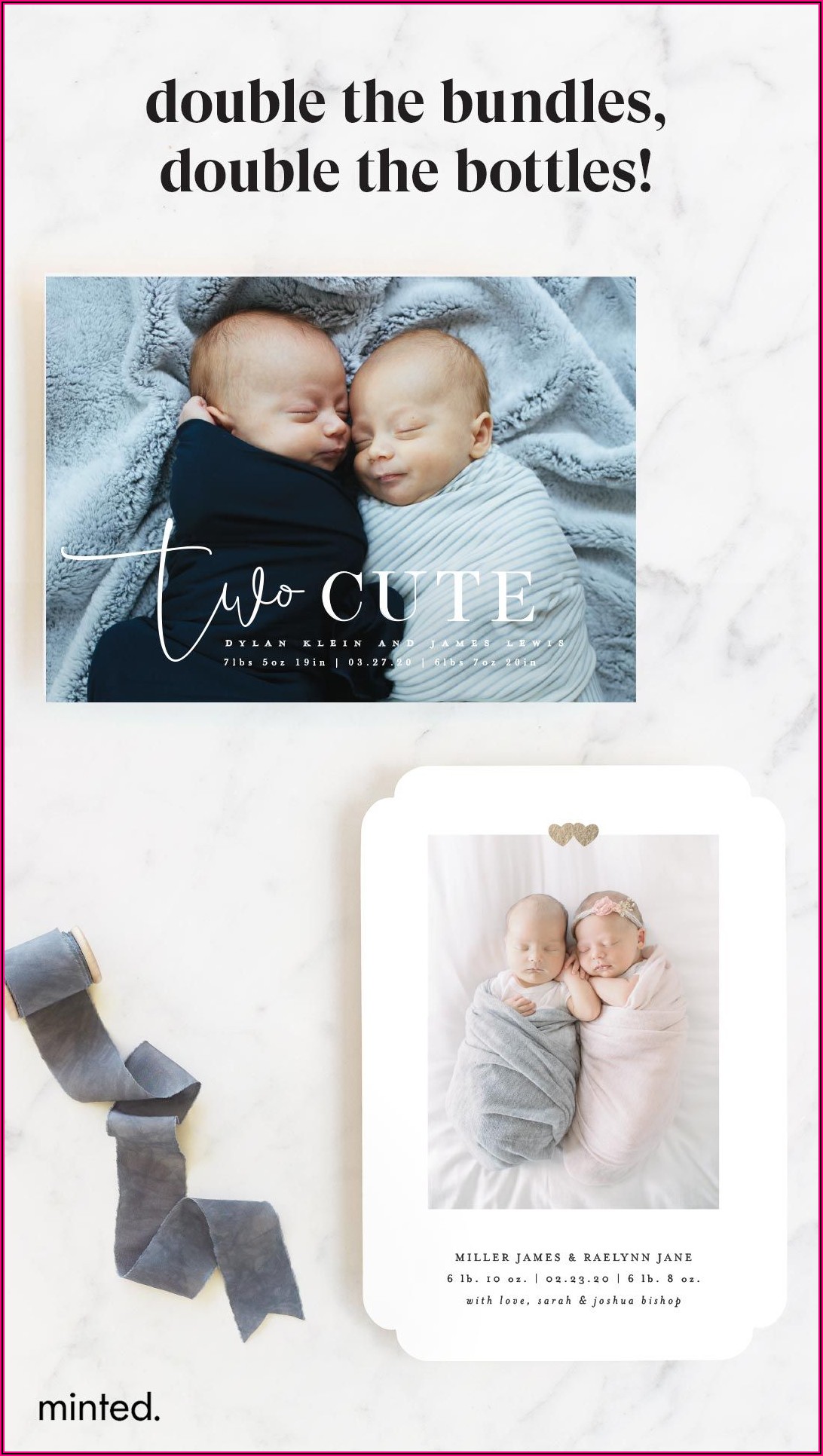Minted Twin Birth Announcement