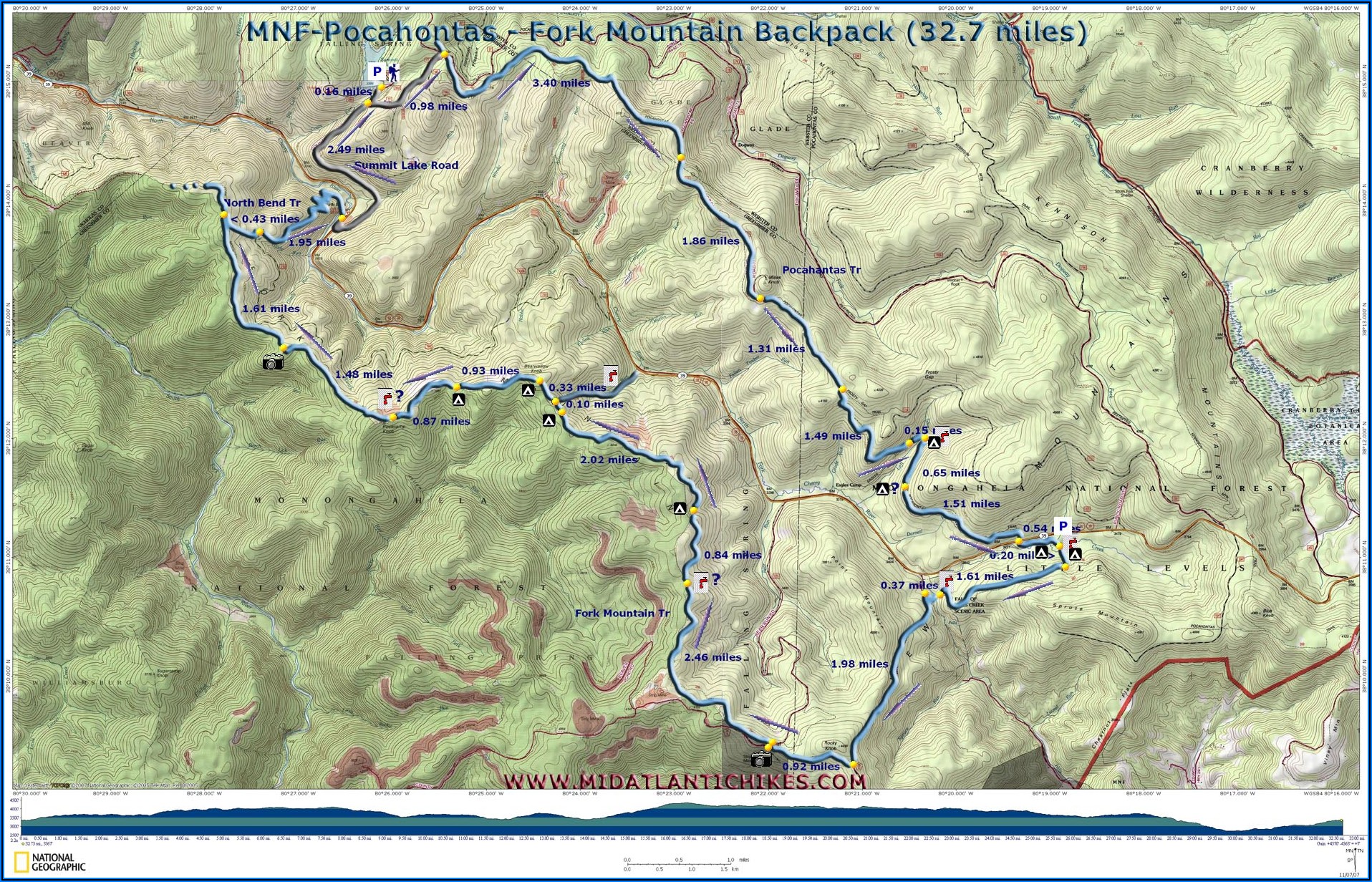 Monongahela National Forest Trail Map
