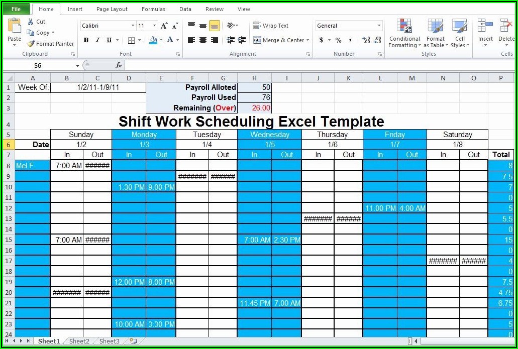 Monthly Shift Schedule Template