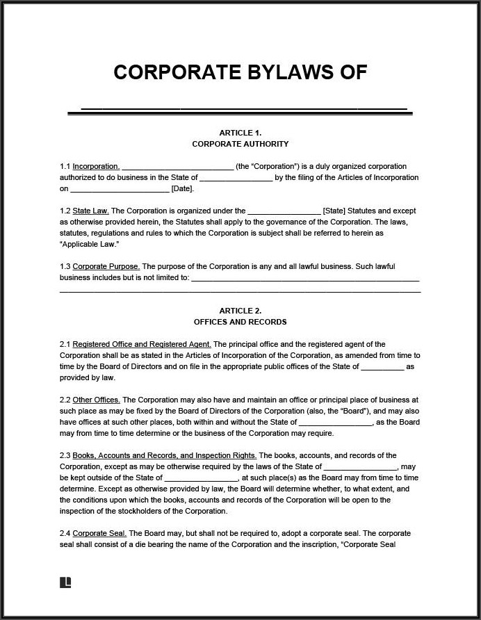 Nonprofit Bylaws Template Word