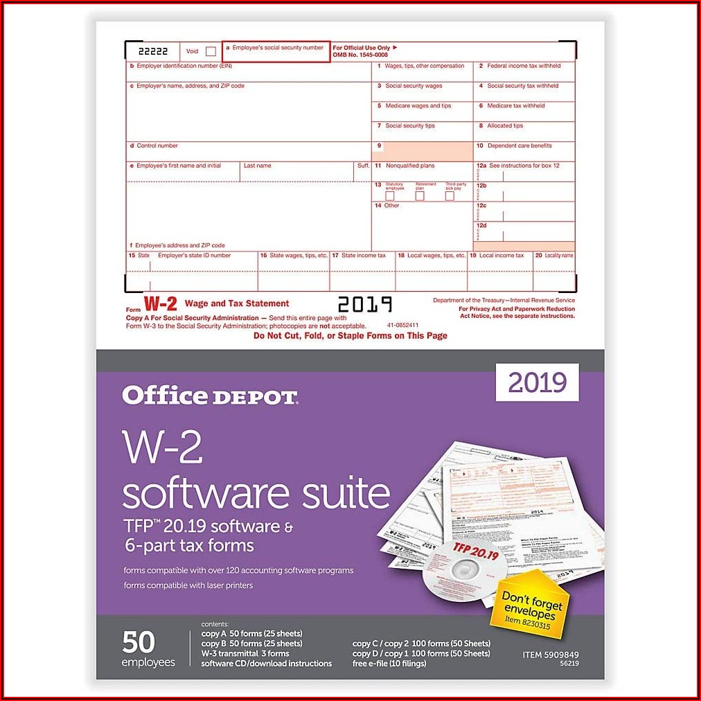 Office Depot W 2 Forms 2019